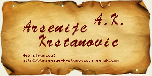 Arsenije Krstanović vizit kartica